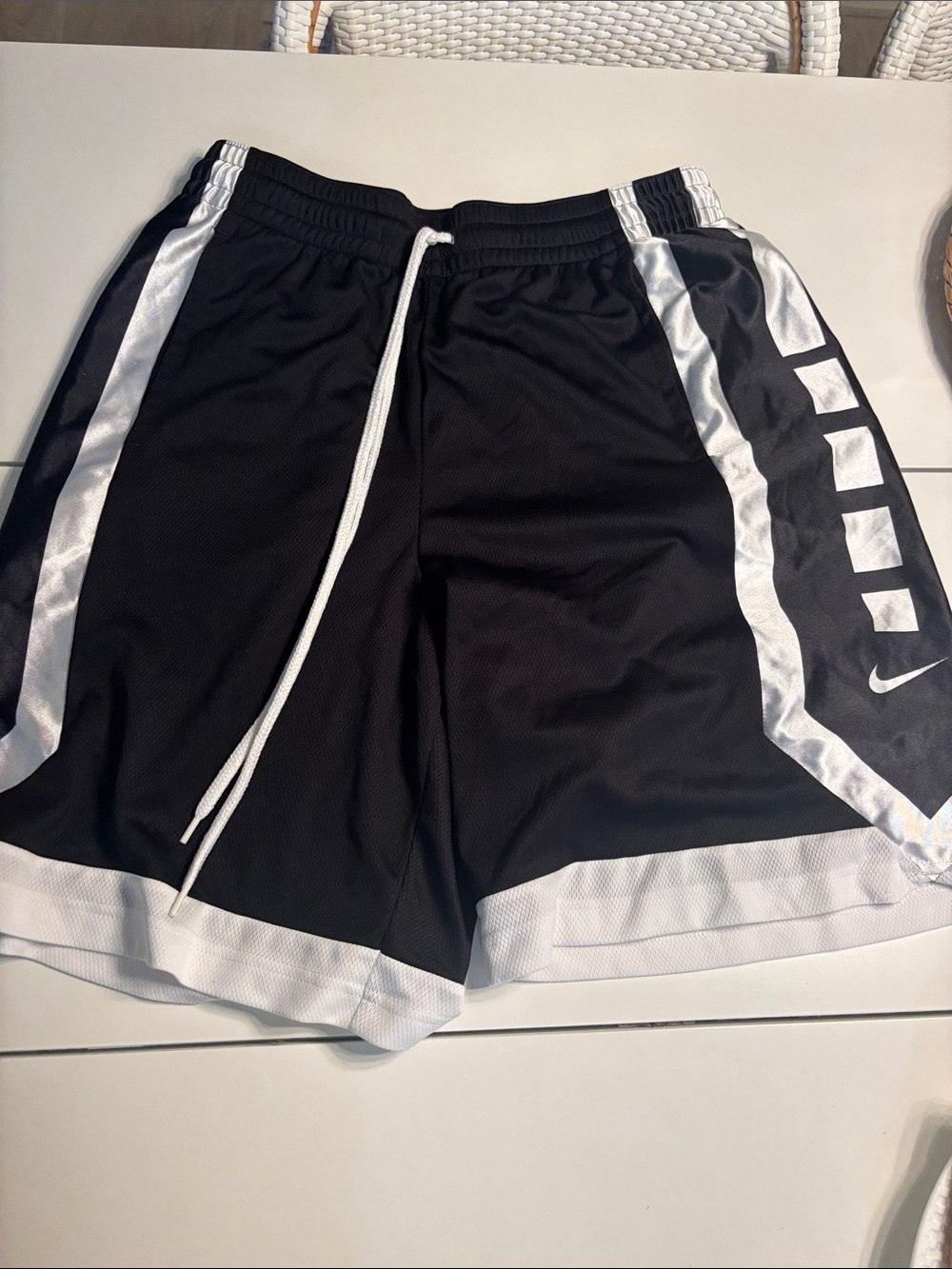 Nike Black and White Boys' Mesh Athletic Shorts with Side Stripe
